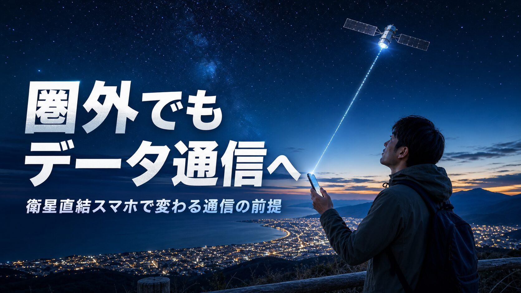 圏外でもデータ通信へ、衛星直結スマホで変わる通信の前提を伝えるアイキャッチ
