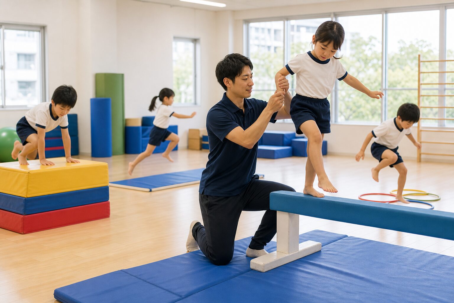 体操教室で子どもたちが運動しているイメージ