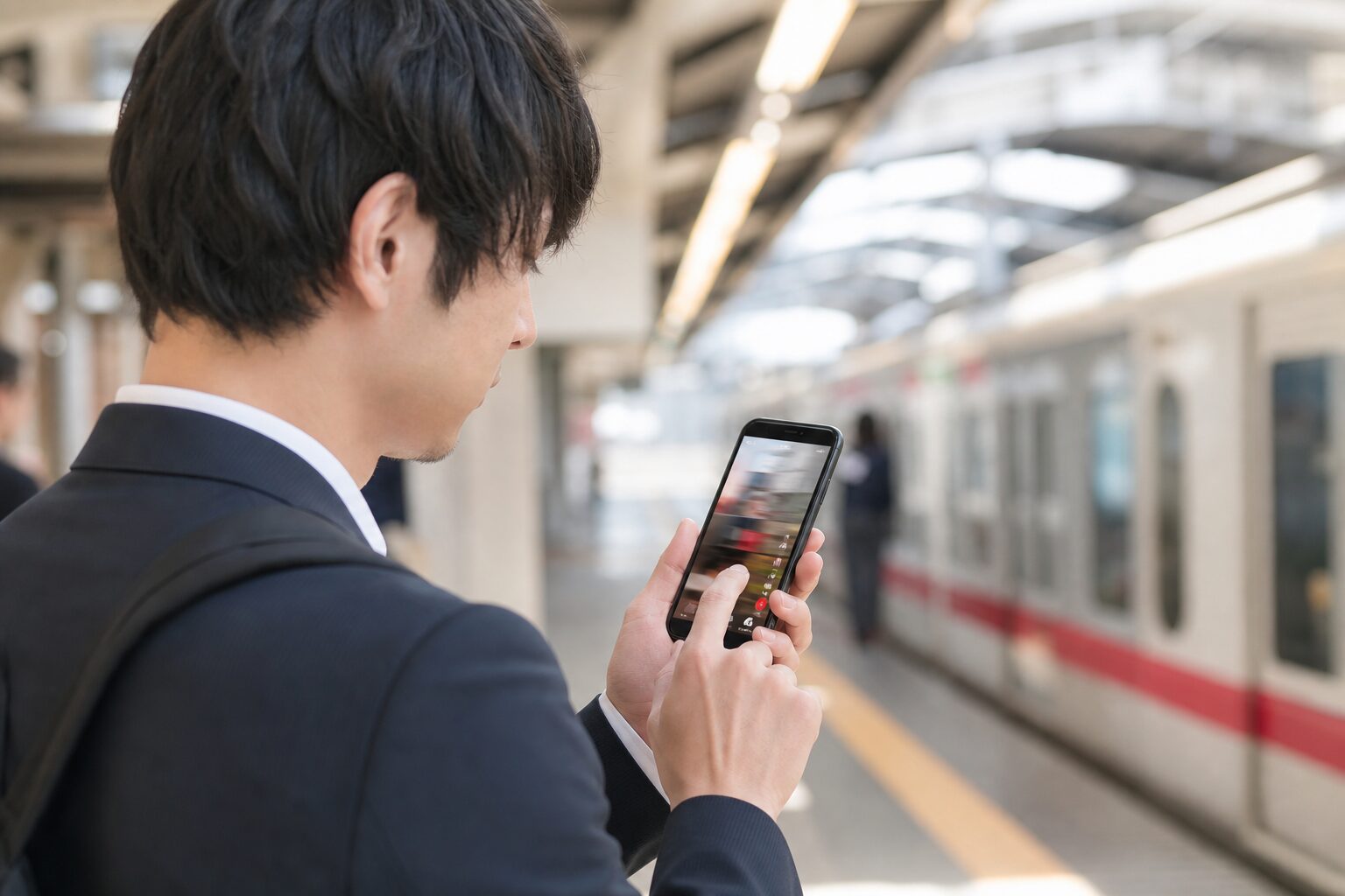 通勤中にショート動画を素早く見比べる利用イメージ