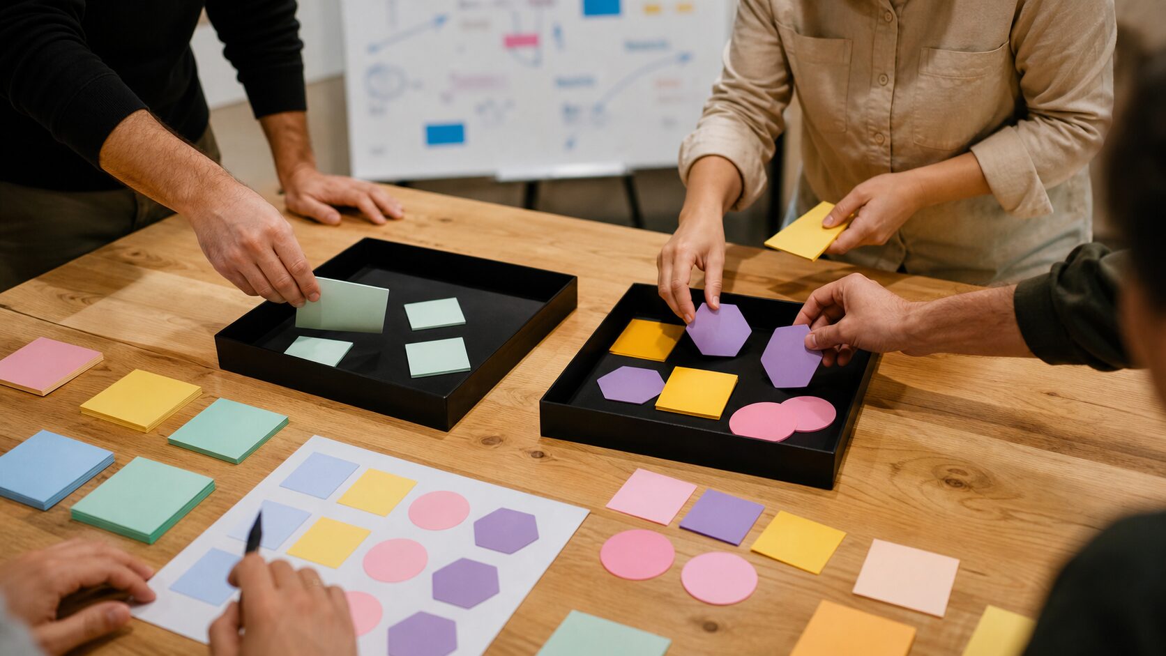 プロンプトの難しさを分類している業務チームのイメージ