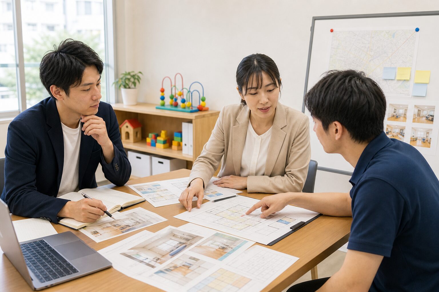 教室拡大と人材育成を検討する運営チームのイメージ