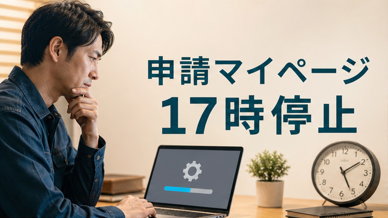 申請マイページ17時停止を示す中小企業向けの補助金申請イメージ