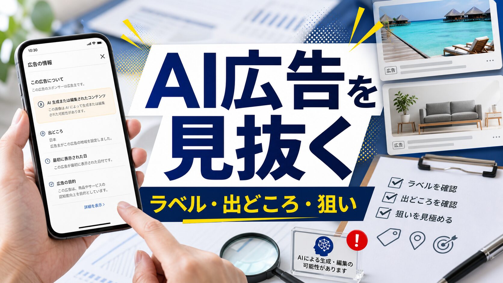 AI広告を見抜く、ラベル・出どころ・狙いを確認するためのアイキャッチ