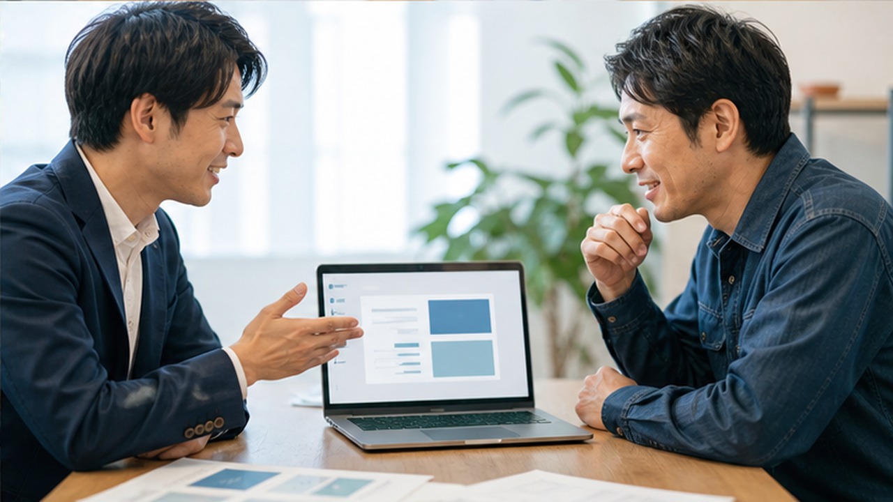 IT導入支援事業者と事業者がソフトウェア導入について相談する様子