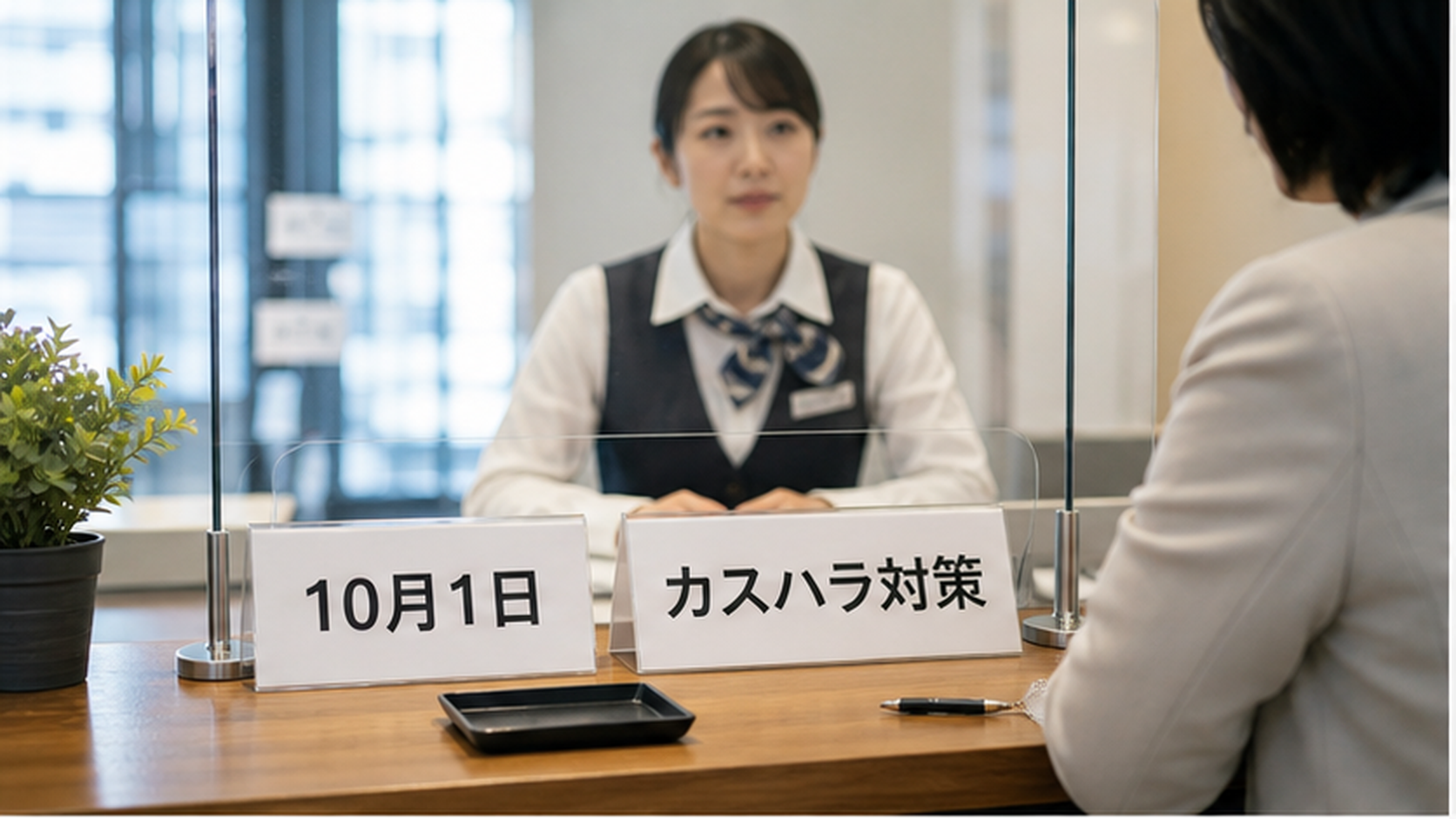 10月1日のカスハラ対策義務化を前に窓口で準備を進める職場の様子
