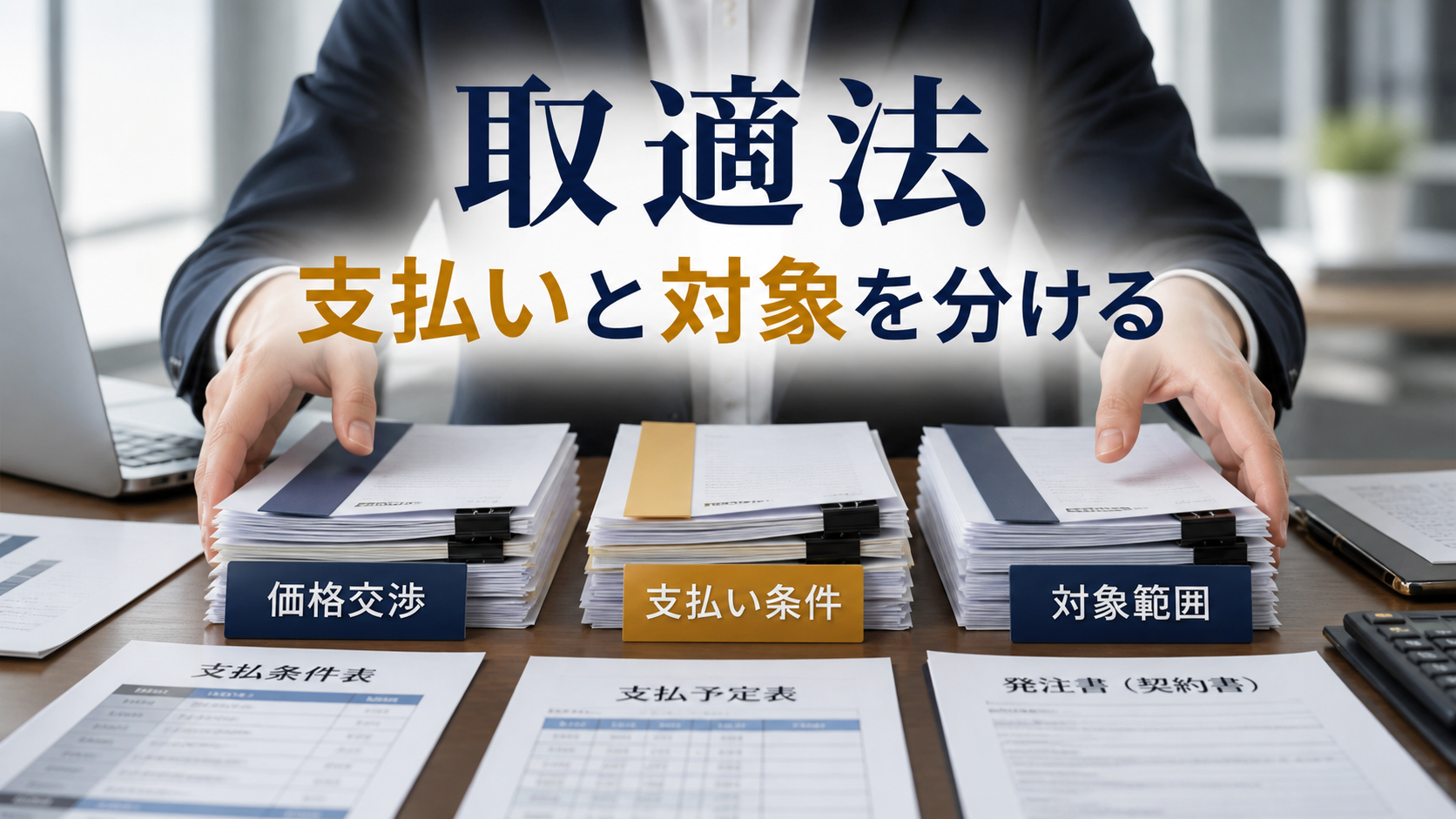 取適法の支払い条件と対象範囲を発注前に書類で分けるビジネスデスク