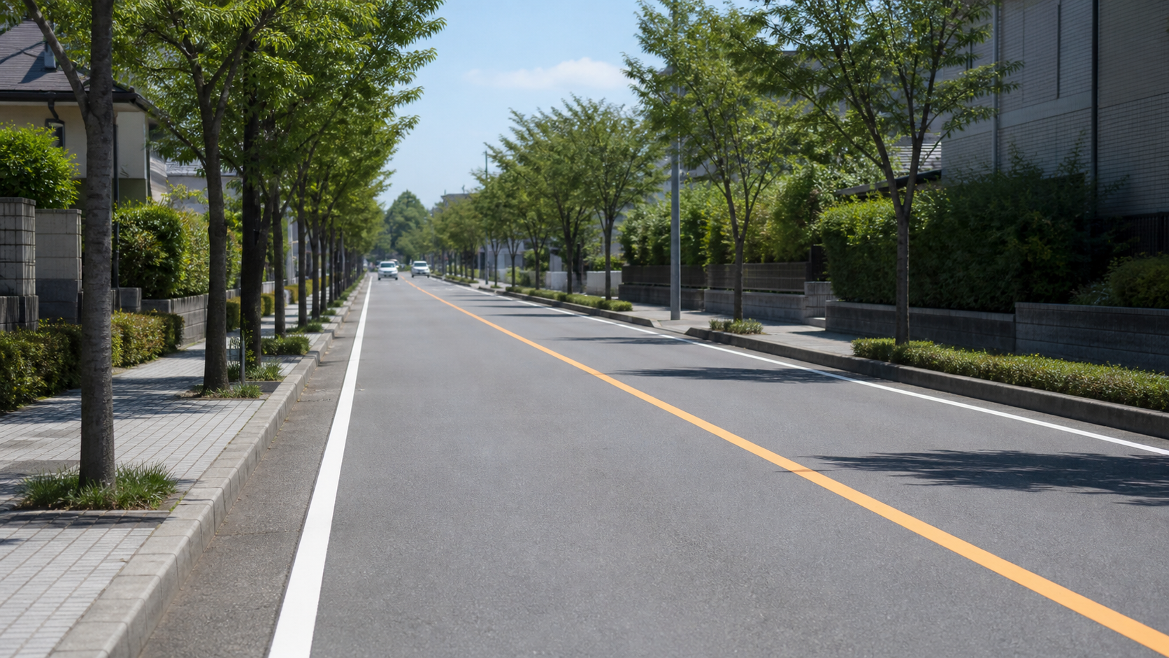 中央線が見える地域の一般道路