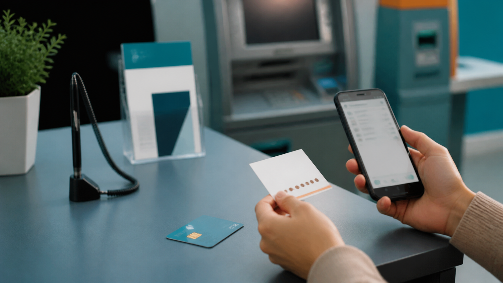 銀行窓口とスマートフォンを使って代替納付を検討する手元