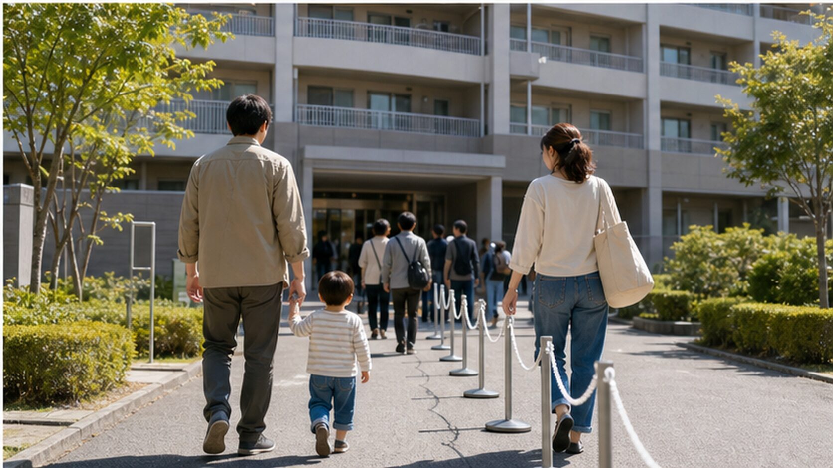 都営住宅の先着順募集と入居導線を示す公営住宅のイメージ